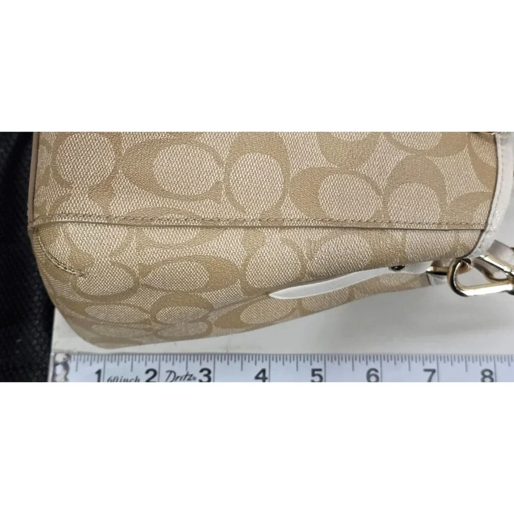Coach Mini Margot Carryall Khaki Brown Signature C Coated Canvas Purse F34065